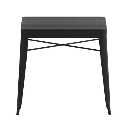 Flash Furniture SB-T11T-BK-GG Indoor/Outdoor Commercial Steel Patio Table with Poly Resin Slatted Top - Black - View 7