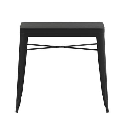 Flash Furniture SB-T11T-BK-GG Indoor/Outdoor Commercial Steel Patio Table with Poly Resin Slatted Top - Black - View 8