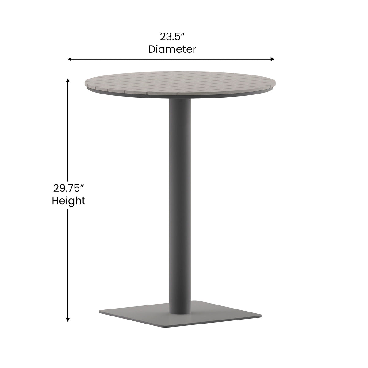 Flash Furniture SB-TB106-GRY-GG Commercial 24 Inch Round Faux Teak Outdoor Patio Dining Table - Gray/Gray (Gray Top/Gray Frame) - View 3