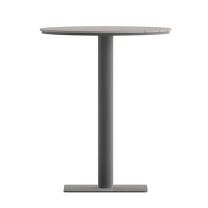 Flash Furniture SB-TB106-GRY-GG Commercial 24 Inch Round Faux Teak Outdoor Patio Dining Table - Gray/Gray (Gray Top/Gray Frame) - View 4