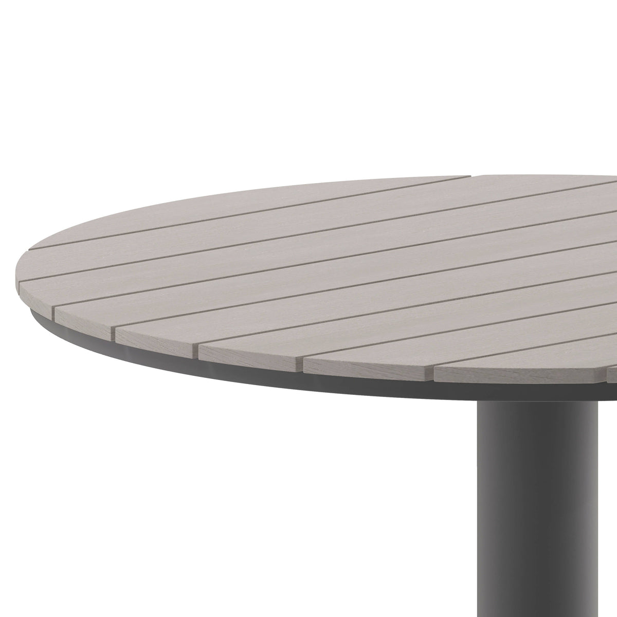 Flash Furniture SB-TB106-GRY-GG Commercial 24 Inch Round Faux Teak Outdoor Patio Dining Table - Gray/Gray (Gray Top/Gray Frame) - View 5
