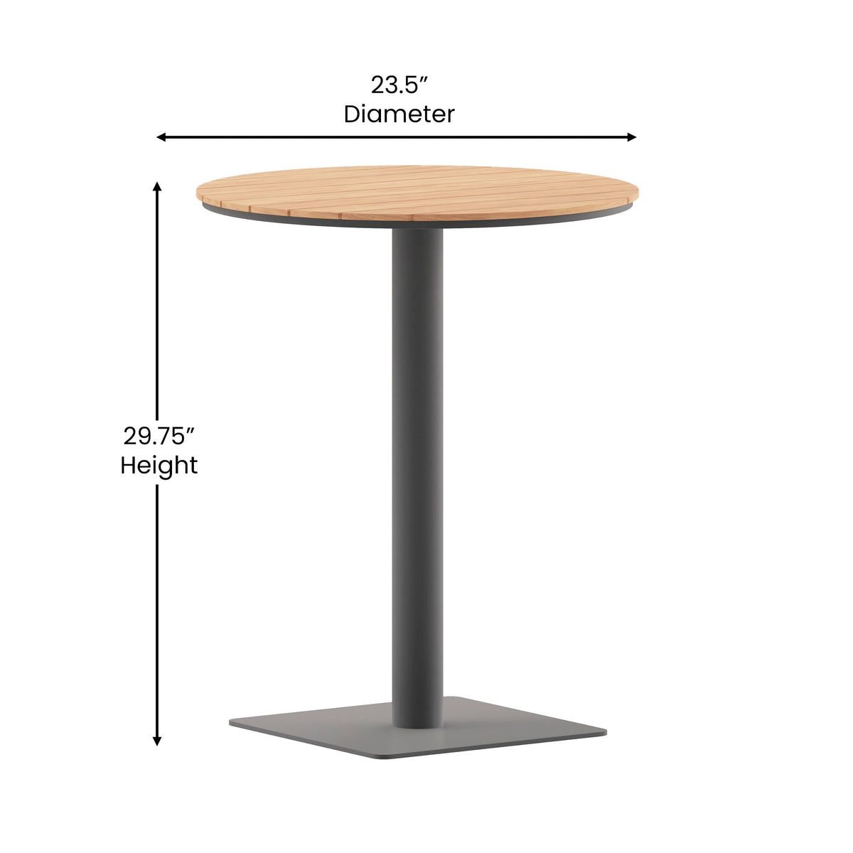 Flash Furniture SB-TB106-NAT-GG Commercial 24 Inch Round Faux Teak Outdoor Patio Dining Table - Natural/Gray (Natural Top/Gray Frame) - View 3