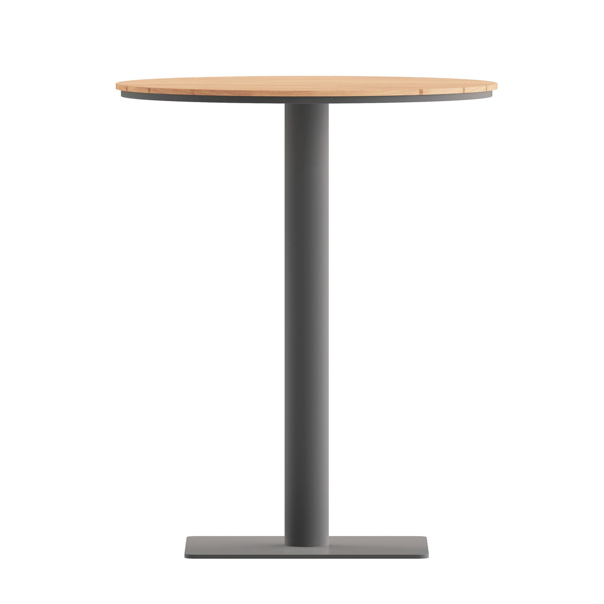 Flash Furniture SB-TB106-NAT-GG Commercial 24 Inch Round Faux Teak Outdoor Patio Dining Table - Natural/Gray (Natural Top/Gray Frame) - View 4