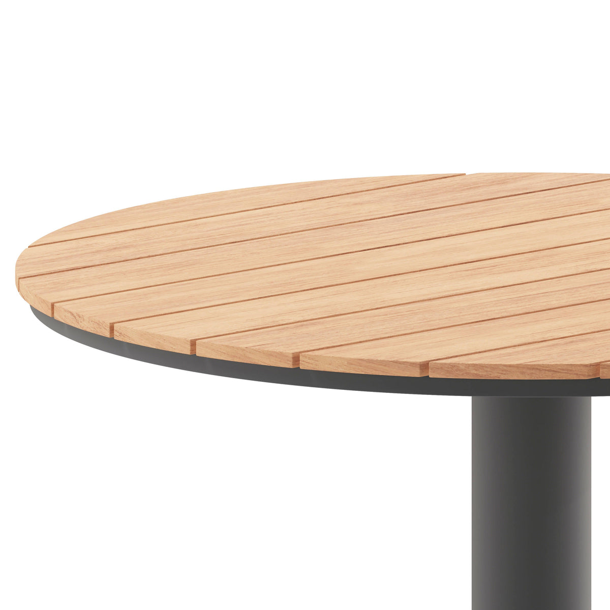 Flash Furniture SB-TB106-NAT-GG Commercial 24 Inch Round Faux Teak Outdoor Patio Dining Table - Natural/Gray (Natural Top/Gray Frame) - View 5