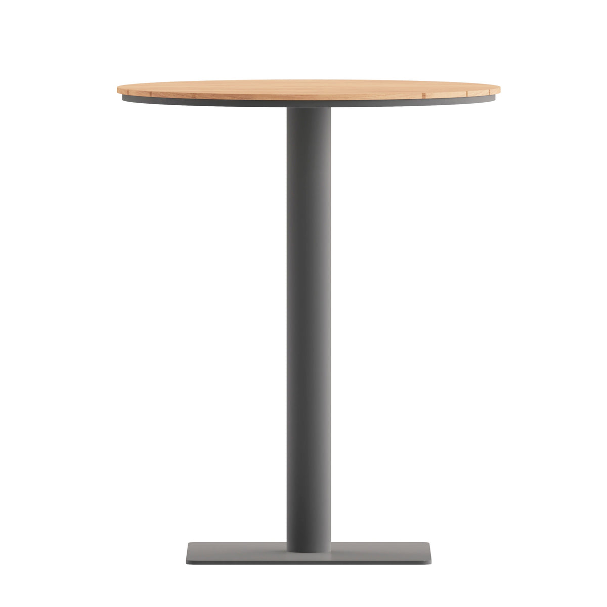 Flash Furniture SB-TB106-NAT-GG Commercial 24 Inch Round Faux Teak Outdoor Patio Dining Table - Natural/Gray (Natural Top/Gray Frame) - View 6