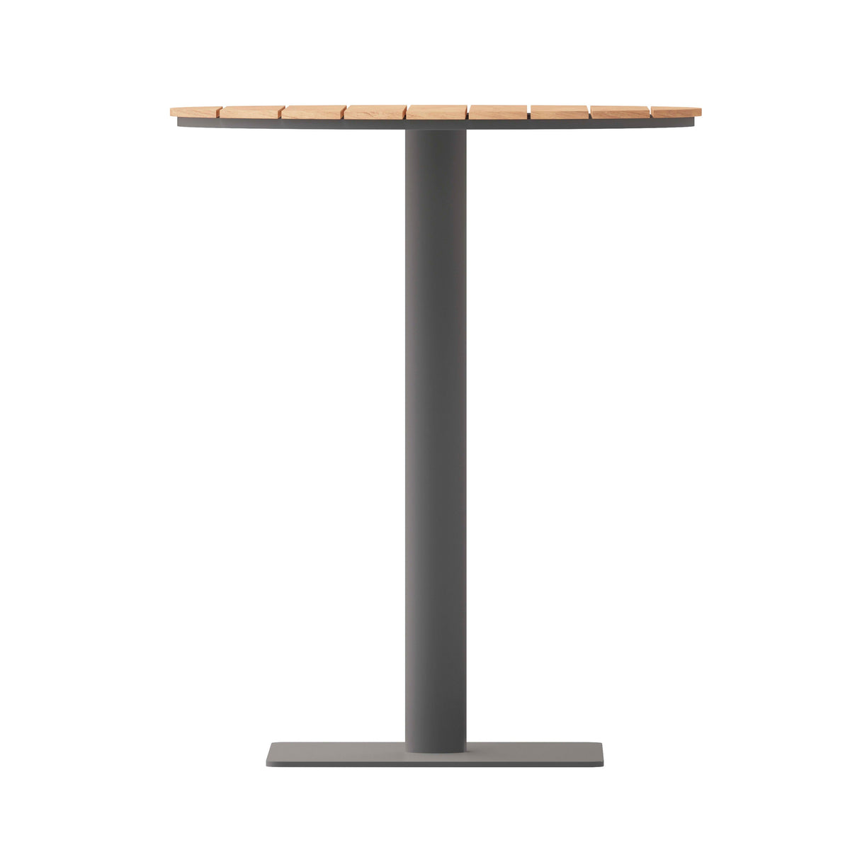 Flash Furniture SB-TB106-NAT-GG Commercial 24 Inch Round Faux Teak Outdoor Patio Dining Table - Natural/Gray (Natural Top/Gray Frame) - View 7