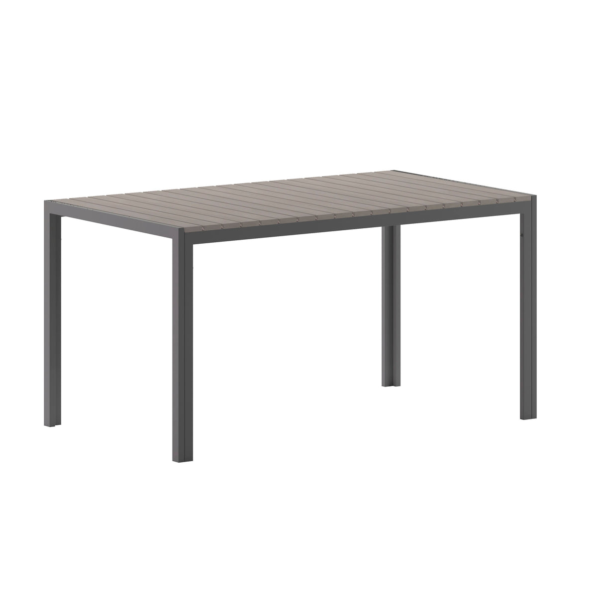 Flash Furniture SB-TB269-GRY-GG Commercial 55 x 31 Faux Teak Outdoor Patio Table - Gray/Gray (Gray Top/Gray Frame) - Main view