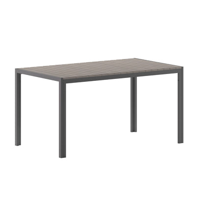 Flash Furniture SB-TB269-GRY-GG Commercial 55 x 31 Faux Teak Outdoor Patio Table - Gray/Gray (Gray Top/Gray Frame) - Main view