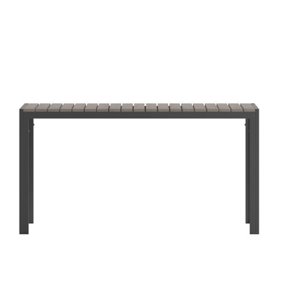 Flash Furniture SB-TB269-GRY-GG Commercial 55 x 31 Faux Teak Outdoor Patio Table - Gray/Gray (Gray Top/Gray Frame) - View 4