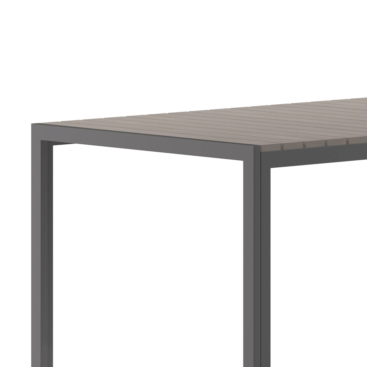 Flash Furniture SB-TB269-GRY-GG Commercial 55 x 31 Faux Teak Outdoor Patio Table - Gray/Gray (Gray Top/Gray Frame) - View 5