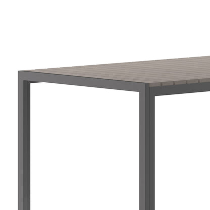 Flash Furniture SB-TB269-GRY-GG Commercial 55 x 31 Faux Teak Outdoor Patio Table - Gray/Gray (Gray Top/Gray Frame) - View 5