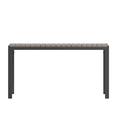 Flash Furniture SB-TB269-GRY-GG Commercial 55 x 31 Faux Teak Outdoor Patio Table - Gray/Gray (Gray Top/Gray Frame) - View 7