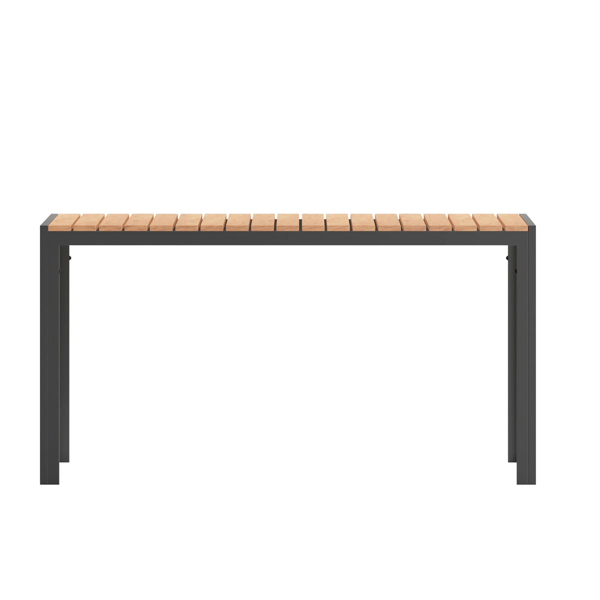 Flash Furniture SB-TB269-NAT-GG Commercial 55 x 31 Faux Teak Outdoor Patio Table - Natural/Gray (Natural Top/Gray Frame) - View 4