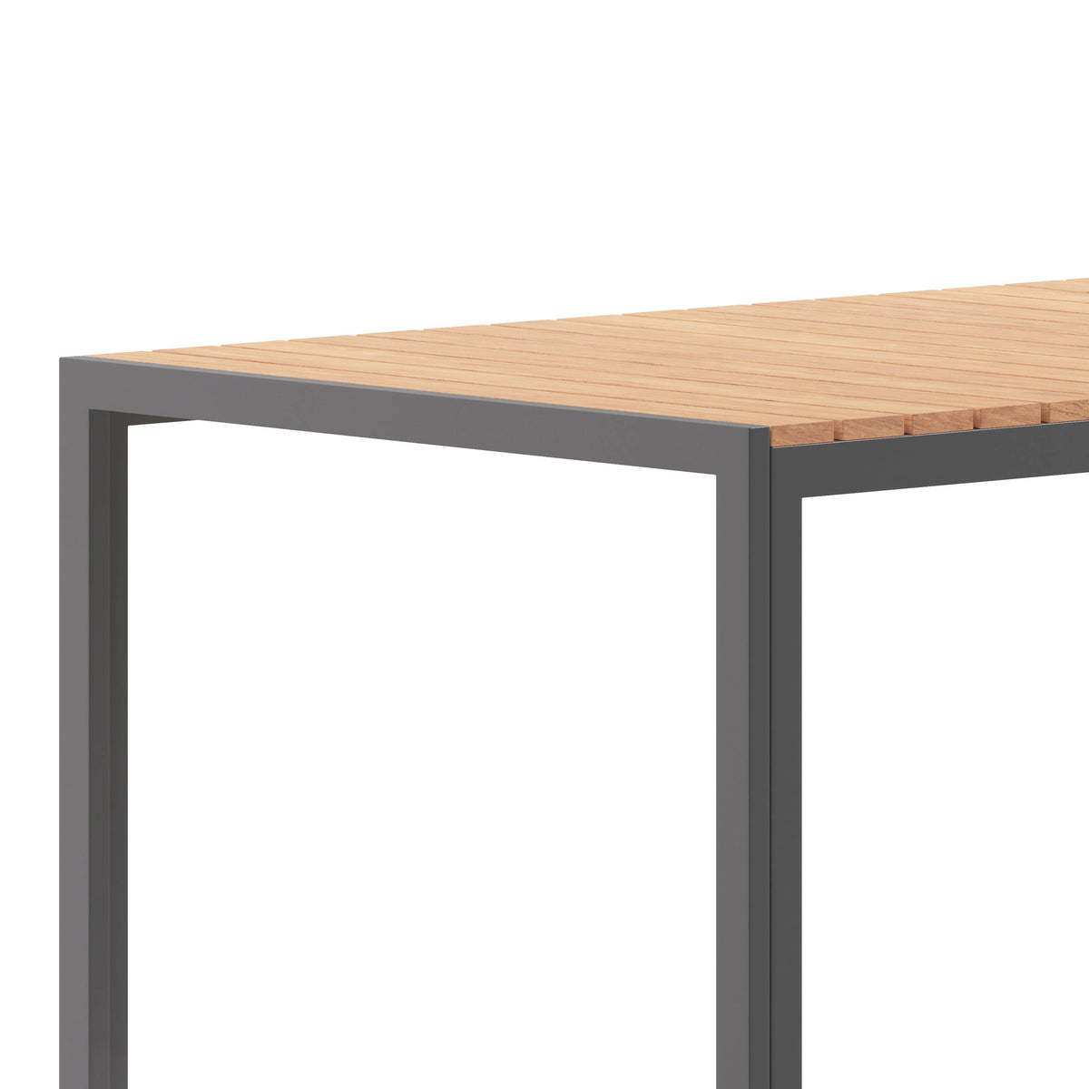 Flash Furniture SB-TB269-NAT-GG Commercial 55 x 31 Faux Teak Outdoor Patio Table - Natural/Gray (Natural Top/Gray Frame) - View 5