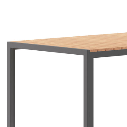Flash Furniture SB-TB269-NAT-GG Commercial 55 x 31 Faux Teak Outdoor Patio Table - Natural/Gray (Natural Top/Gray Frame) - View 5