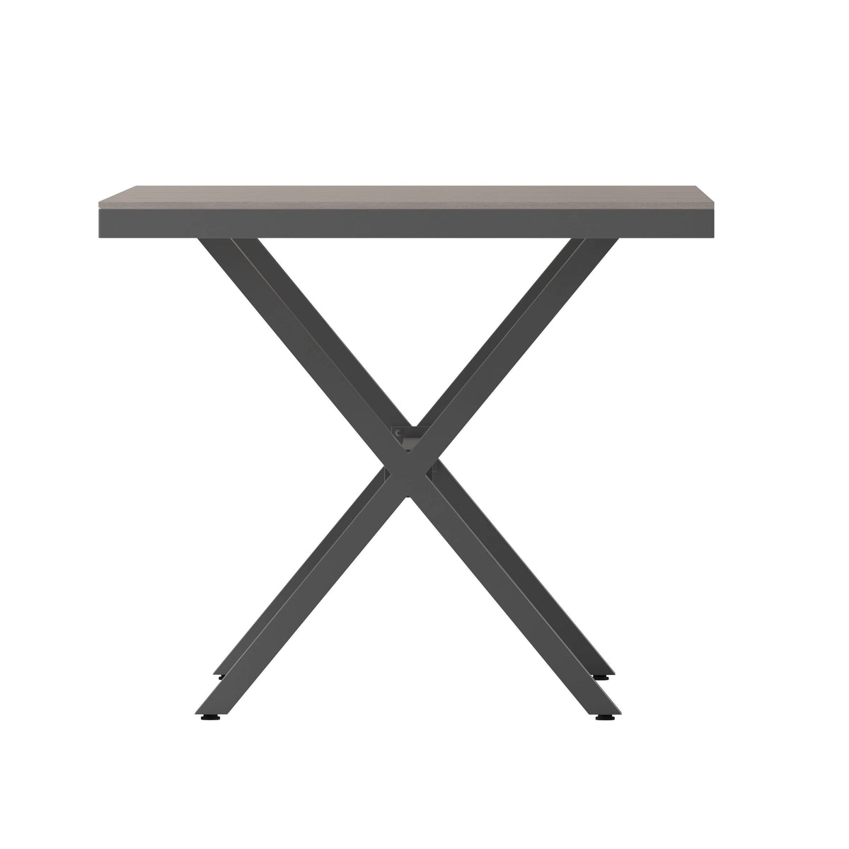 Flash Furniture SB-TB288-GRY-GG Commercial 59 x 35.5 Cross Frame Faux Teak Outdoor Patio Table - Gray/Gray (Gray Top/Gray Frame) - View 6