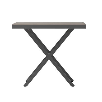 Flash Furniture SB-TB288-GRY-GG Commercial 59 x 35.5 Cross Frame Faux Teak Outdoor Patio Table - Gray/Gray (Gray Top/Gray Frame) - View 6