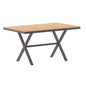 Flash Furniture SB-TB288-NAT-GG Commercial 59 x 35.5 Cross Frame Faux Teak Outdoor Patio Table - Natural/Gray (Natural Top/Gray Frame) - Main view