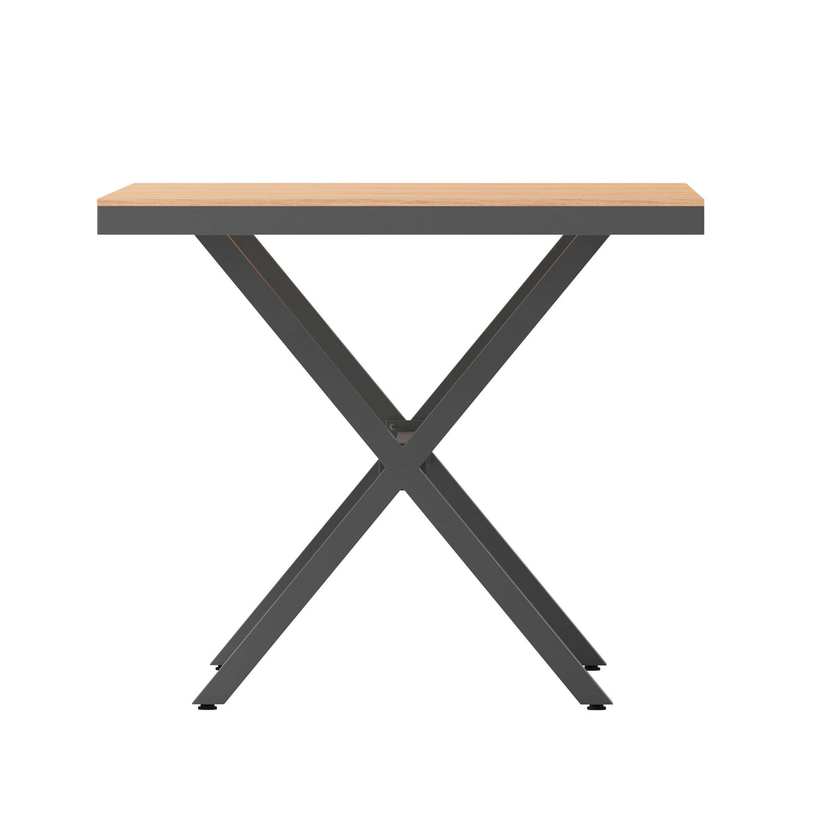 Flash Furniture SB-TB288-NAT-GG Commercial 59 x 35.5 Cross Frame Faux Teak Outdoor Patio Table - Natural/Gray (Natural Top/Gray Frame) - View 6