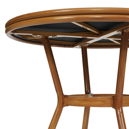 Flash Furniture SDA-AD641011-80-BK-NAT-GG Indoor/Outdoor Commercial Glass Top Bistro Table in Black (Black Textilene/Natural Frame) - View 6