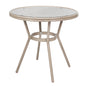 Flash Furniture SDA-AD641011-80-BLKWH-LTNAT-GG Indoor/Outdoor Commercial Glass Top Bistro Table in Black/White (Black & White Textilene/Light Natural Frame) - Main view