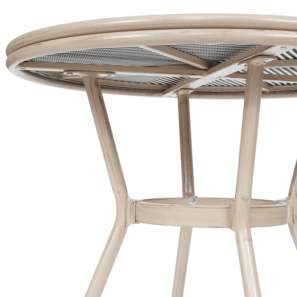 Flash Furniture SDA-AD641011-80-BLKWH-LTNAT-GG Indoor/Outdoor Commercial Glass Top Bistro Table in Black/White (Black & White Textilene/Light Natural Frame) - View 7