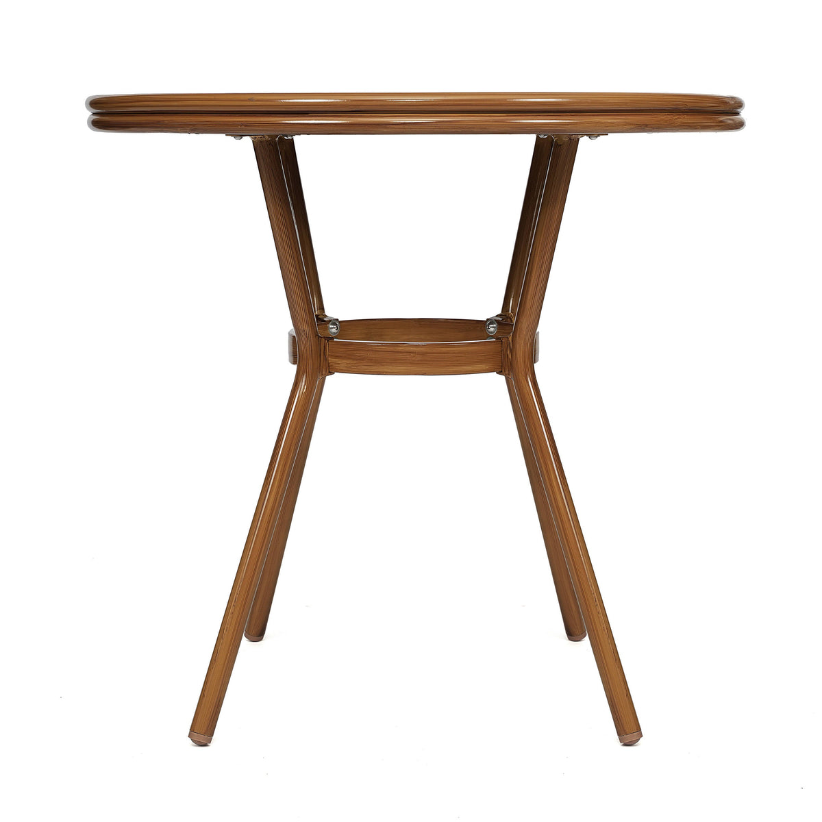 Flash Furniture SDA-AD641012-80-BKWH-NAT-GG Indoor/Outdoor Commercial Glass Top Bistro Table in Black/White (Black & White Rattan/Natural Frame) - View 4