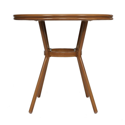 Flash Furniture SDA-AD641012-80-BKWH-NAT-GG Indoor/Outdoor Commercial Glass Top Bistro Table in Black/White (Black & White Rattan/Natural Frame) - View 4
