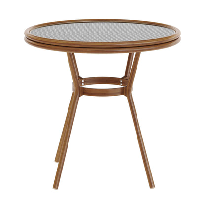 Flash Furniture SDA-AD641012-80-BKWH-NAT-GG Indoor/Outdoor Commercial Glass Top Bistro Table in Black/White (Black & White Rattan/Natural Frame) - View 5