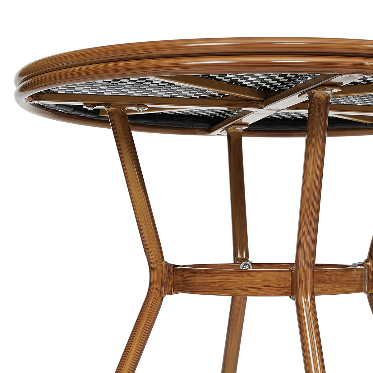 Flash Furniture SDA-AD641012-80-BKWH-NAT-GG Indoor/Outdoor Commercial Glass Top Bistro Table in Black/White (Black & White Rattan/Natural Frame) - View 7