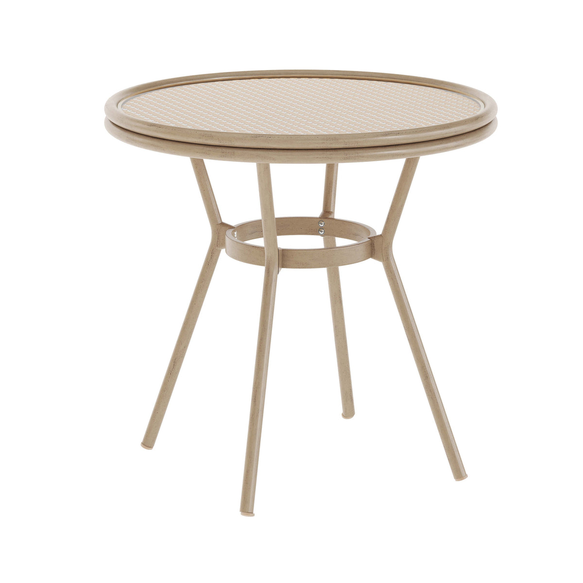 Flash Furniture SDA-AD641012-80-NATWH-LTNAT-GG Indoor/Outdoor Commercial Glass Top Bistro Table in Natural/White (Natural & White Rattan/Light Natural Frame) - Main view