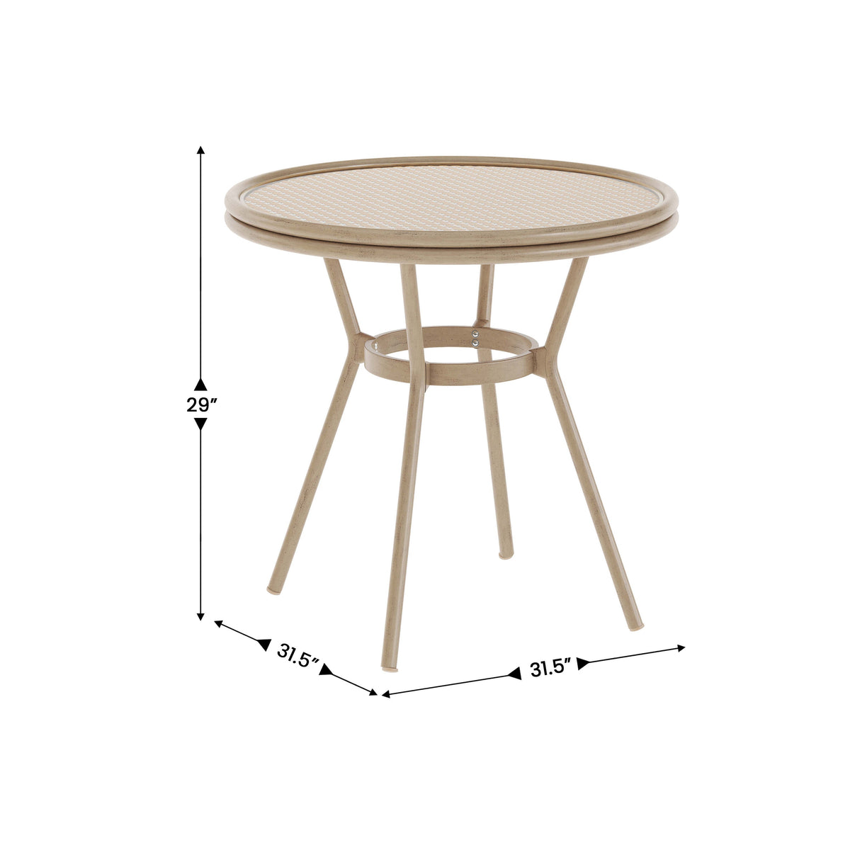 Flash Furniture SDA-AD641012-80-NATWH-LTNAT-GG Indoor/Outdoor Commercial Glass Top Bistro Table in Natural/White (Natural & White Rattan/Light Natural Frame) - View 2