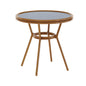 Flash Furniture SDA-AD641012-80-NVYWH-NAT-GG Indoor/Outdoor Commercial Glass Top Bistro Table in Navy/White (Navy & White Rattan/Natural Frame) - Main view