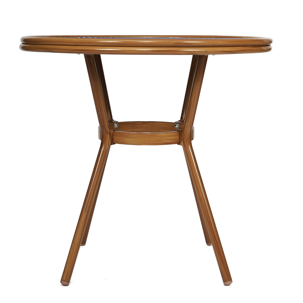 Flash Furniture SDA-AD641012-80-NVYWH-NAT-GG Indoor/Outdoor Commercial Glass Top Bistro Table in Navy/White (Navy & White Rattan/Natural Frame) - View 4