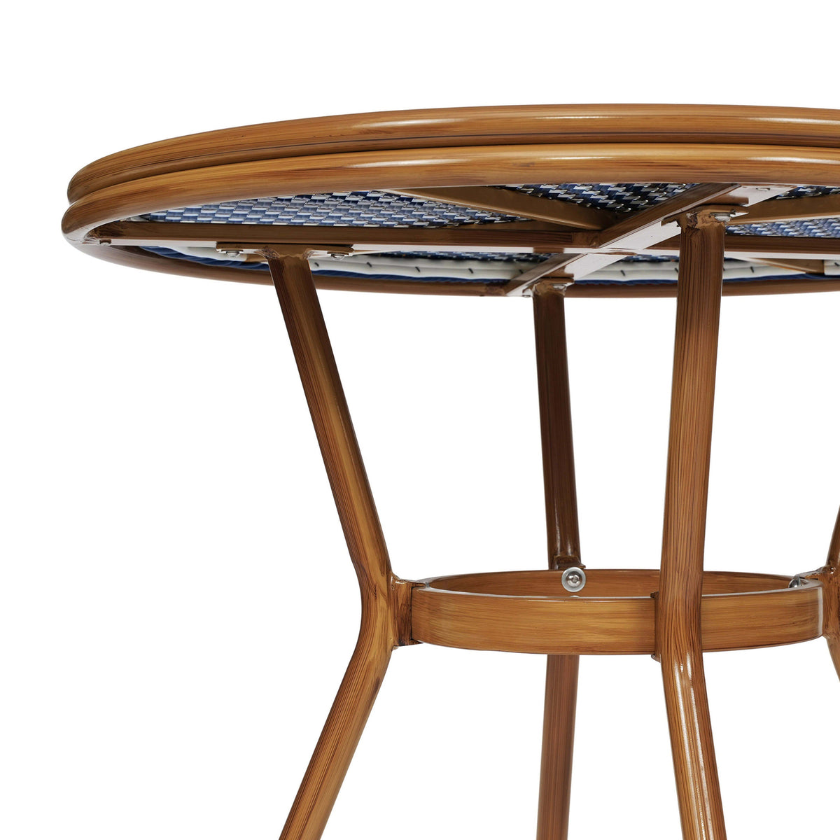 Flash Furniture SDA-AD641012-80-NVYWH-NAT-GG Indoor/Outdoor Commercial Glass Top Bistro Table in Navy/White (Navy & White Rattan/Natural Frame) - View 7