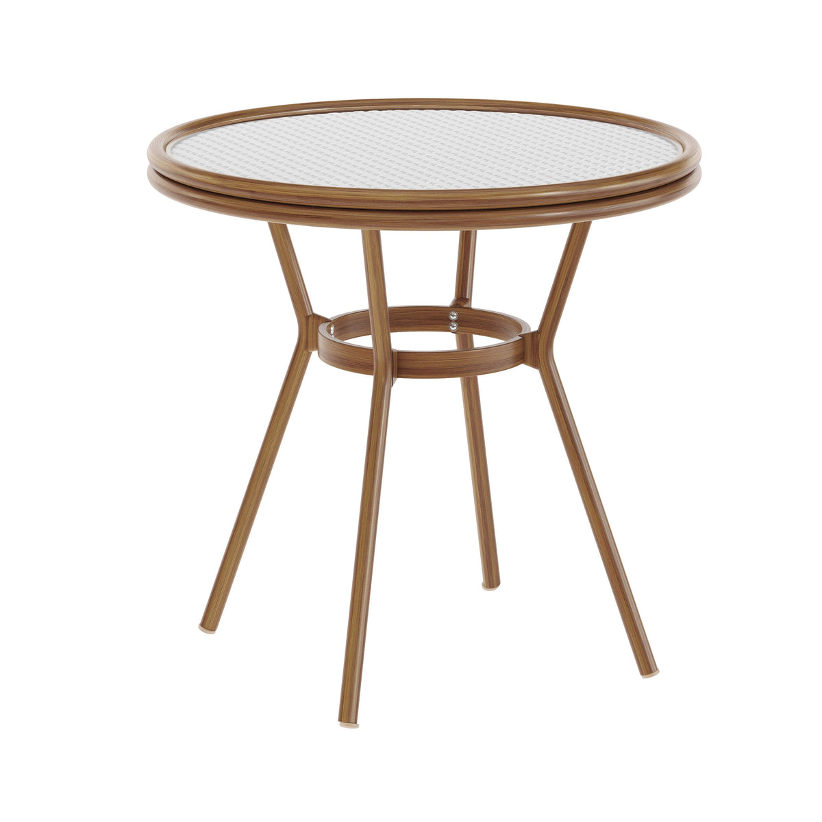 Flash Furniture SDA-AD641012-80-WHGY-NAT-GG Indoor/Outdoor Commercial Glass Top Bistro Table in White/Gray (White & Gray Rattan/Natural Frame) - Main view