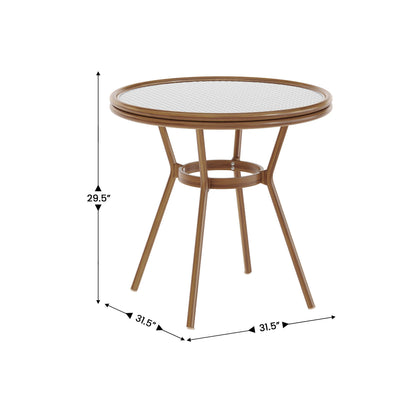 Flash Furniture SDA-AD641012-80-WHGY-NAT-GG Indoor/Outdoor Commercial Glass Top Bistro Table in White/Gray (White & Gray Rattan/Natural Frame) - View 3