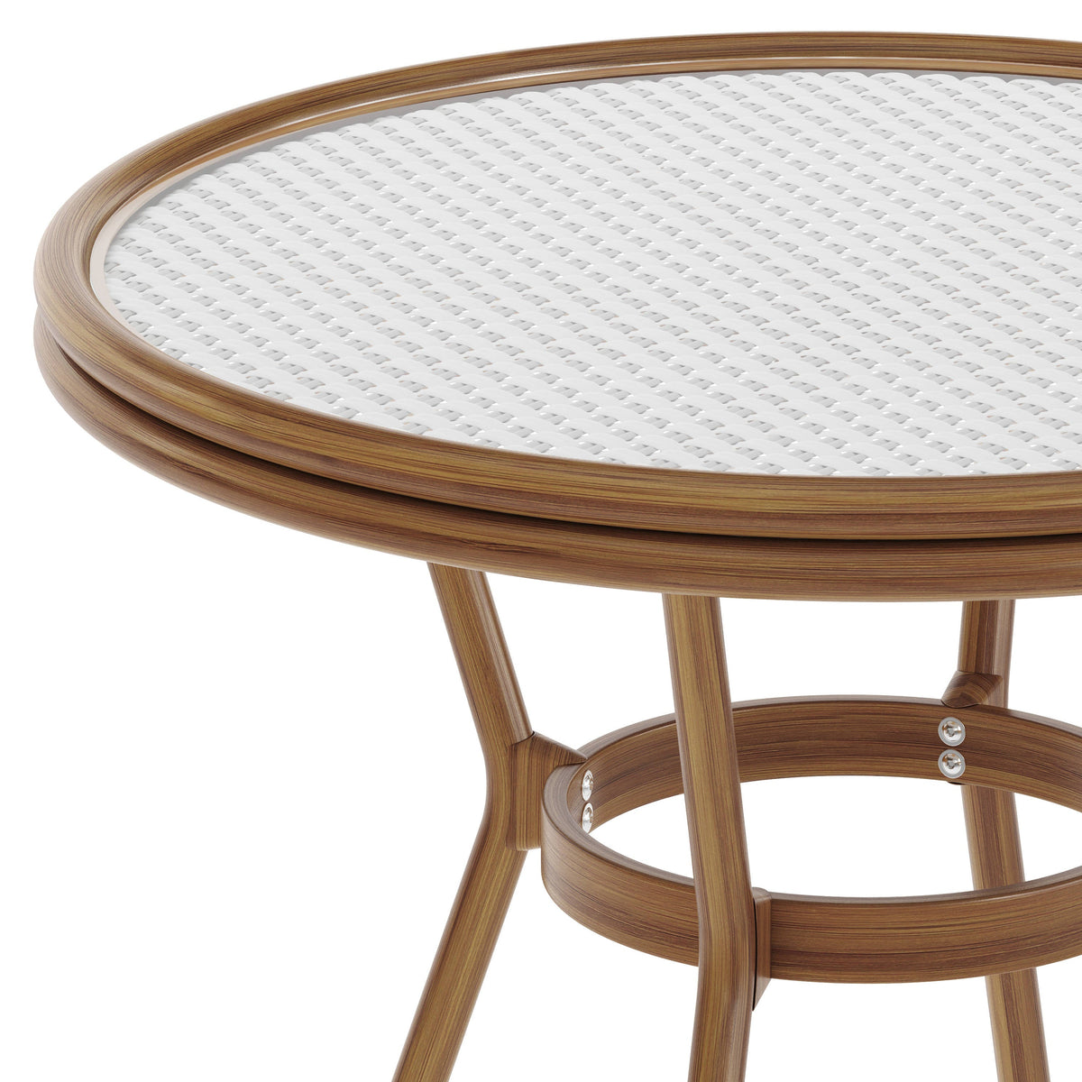 Flash Furniture SDA-AD641012-80-WHGY-NAT-GG Indoor/Outdoor Commercial Glass Top Bistro Table in White/Gray (White & Gray Rattan/Natural Frame) - View 4