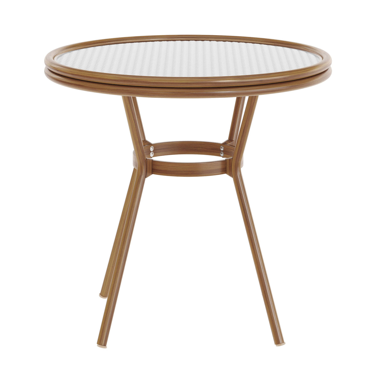 Flash Furniture SDA-AD641012-80-WHGY-NAT-GG Indoor/Outdoor Commercial Glass Top Bistro Table in White/Gray (White & Gray Rattan/Natural Frame) - View 6