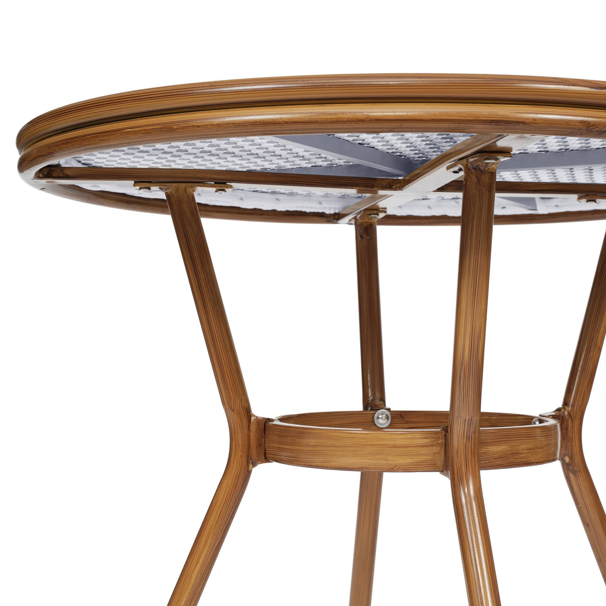 Flash Furniture SDA-AD641012-80-WHGY-NAT-GG Indoor/Outdoor Commercial Glass Top Bistro Table in White/Gray (White & Gray Rattan/Natural Frame) - View 8