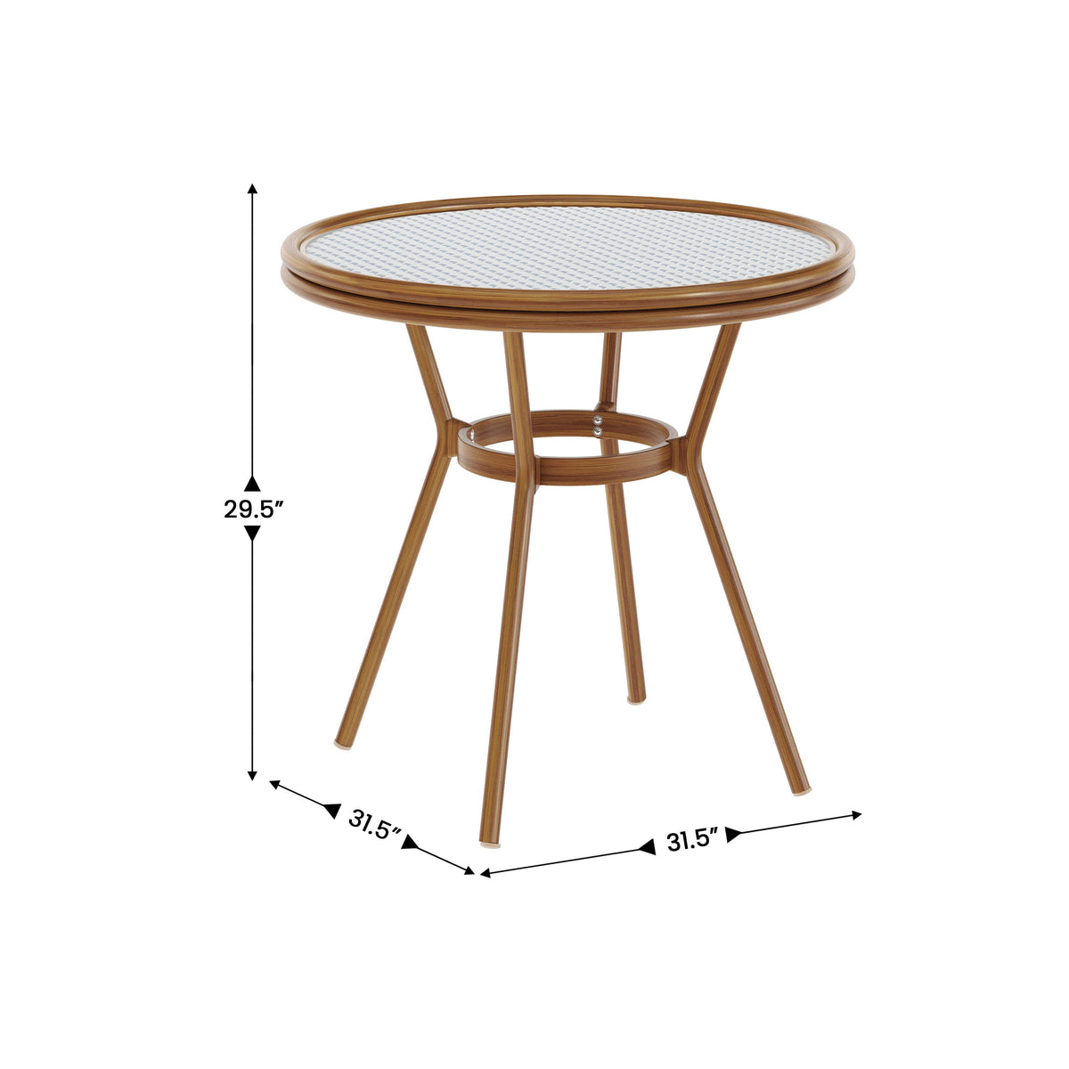Flash Furniture SDA-AD641012-80-WHNVY-NAT-GG Indoor/Outdoor Commercial Glass Top Bistro Table in White/Navy (White & Navy Rattan/Natural Frame) - View 3