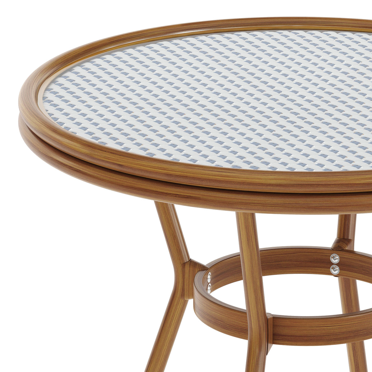 Flash Furniture SDA-AD641012-80-WHNVY-NAT-GG Indoor/Outdoor Commercial Glass Top Bistro Table in White/Navy (White & Navy Rattan/Natural Frame) - View 4