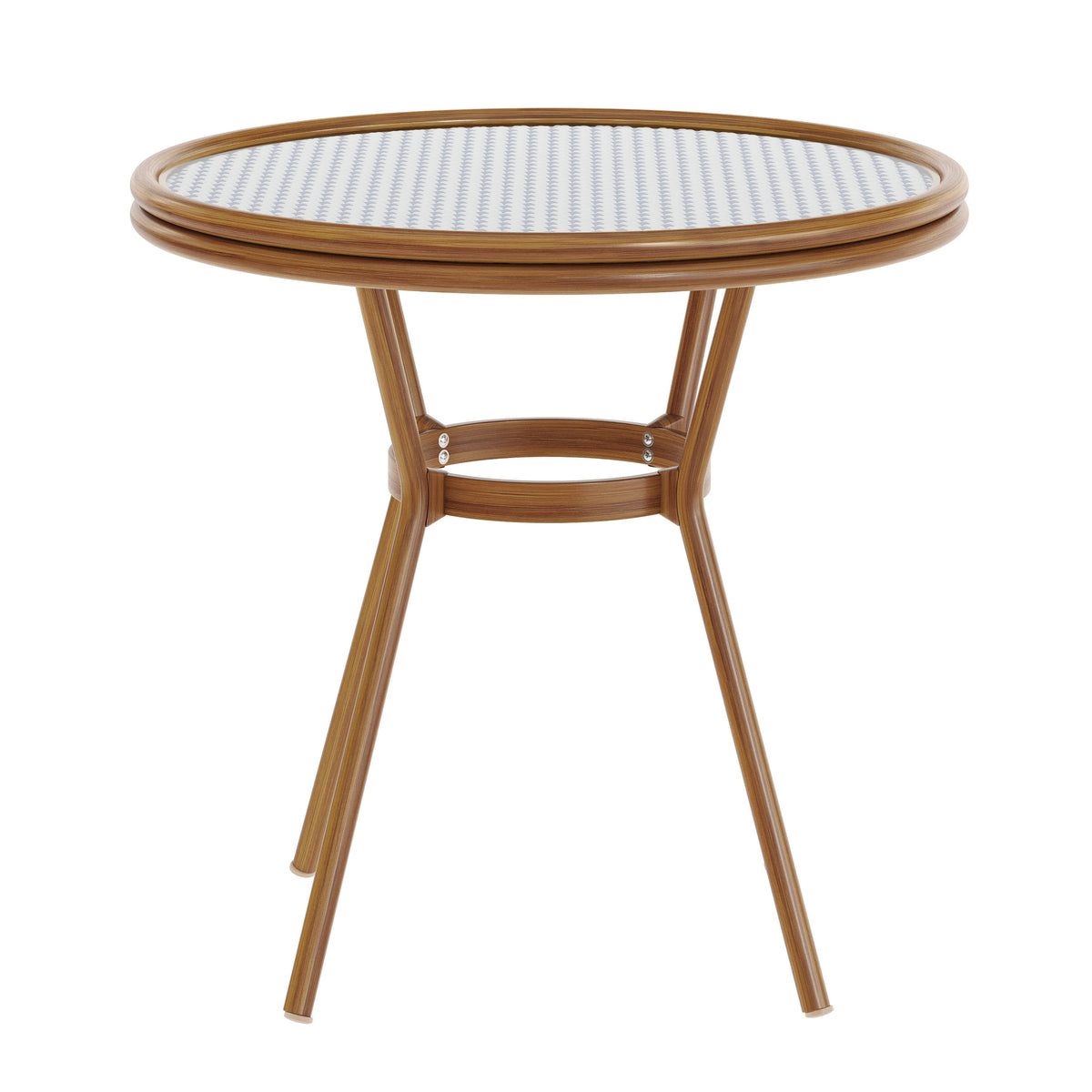 Flash Furniture SDA-AD641012-80-WHNVY-NAT-GG Indoor/Outdoor Commercial Glass Top Bistro Table in White/Navy (White & Navy Rattan/Natural Frame) - View 6