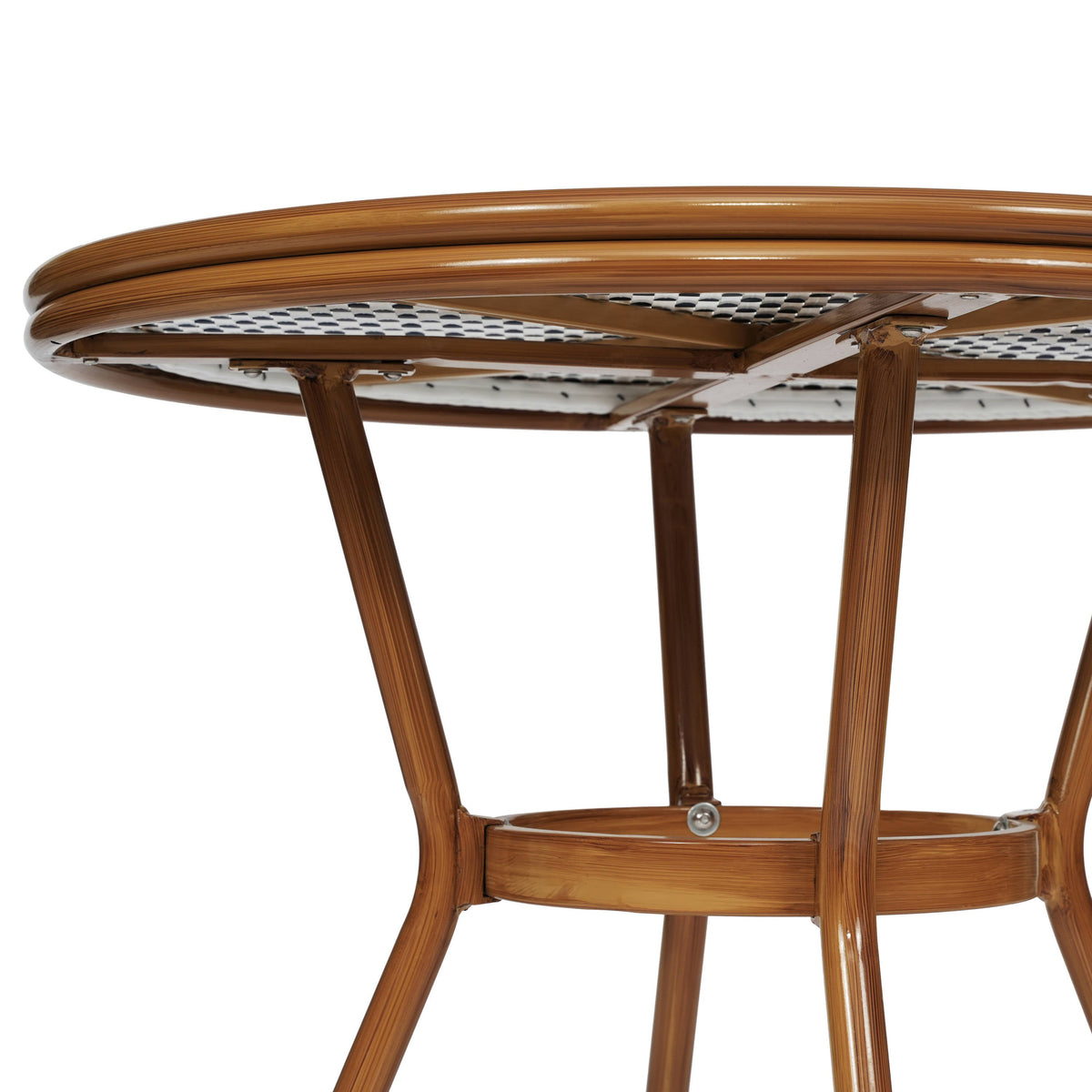Flash Furniture SDA-AD641012-80-WHNVY-NAT-GG Indoor/Outdoor Commercial Glass Top Bistro Table in White/Navy (White & Navy Rattan/Natural Frame) - View 8