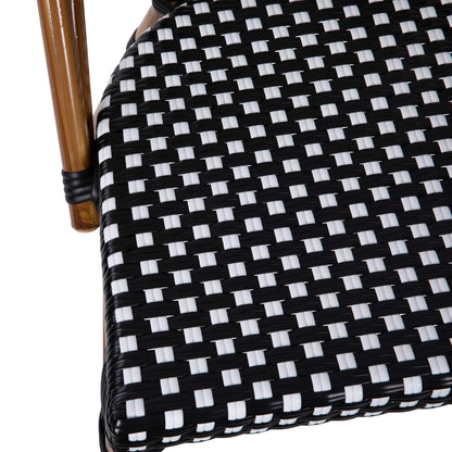 Flash Furniture SDA-AD642001-BKWH-NAT-GG All-Weather Commercial Paris Chair with Bamboo Print Aluminum Frame-Black/White (Black & White/Natural Frame) - View 8