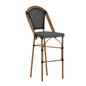 Flash Furniture SDA-AD642001-BS-BKWH-NAT-GG All-Weather Commercial Paris Stool with Bamboo Print Metal Frame-Black/White (Black & White/Natural Frame) - Main view