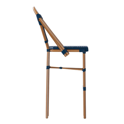 Flash Furniture SDA-AD642001-BS-NVYWH-NAT-GG All-Weather Commercial Paris Stool with Bamboo Print Metal Frame-Navy/White (Navy & White/Natural Frame) - View 9