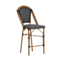 Flash Furniture SDA-AD642001-CS-BKWH-NAT-GG All-Weather Commercial Paris Stool with Bamboo Print Metal Frame-Black/White (Black & White/Natural Frame) - Main view