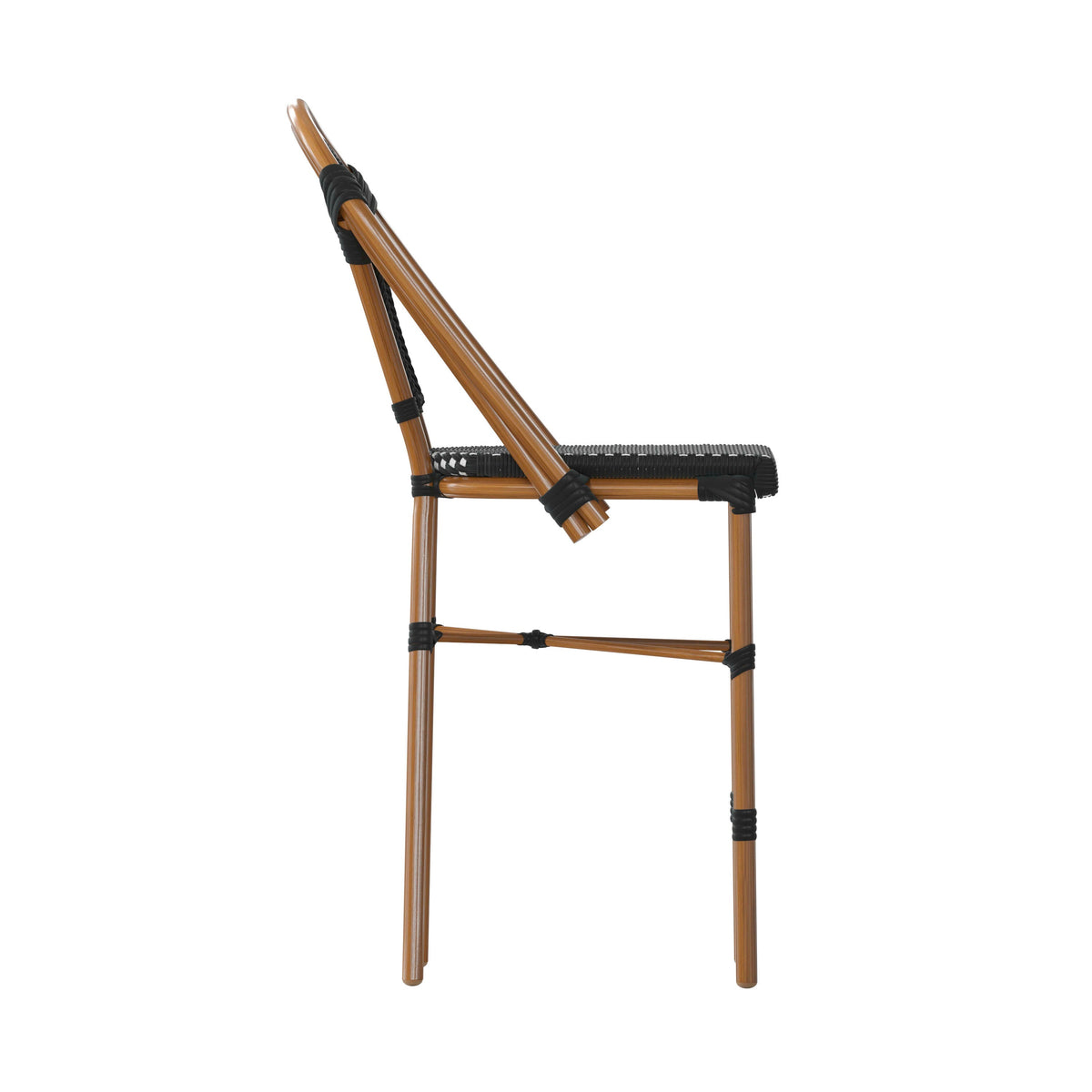 Flash Furniture SDA-AD642001-CS-BKWH-NAT-GG All-Weather Commercial Paris Stool with Bamboo Print Metal Frame-Black/White (Black & White/Natural Frame) - View 9
