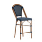 Flash Furniture SDA-AD642001-CS-NVYWH-NAT-GG All-Weather Commercial Paris Stool with Bamboo Print Metal Frame-Navy/White (Navy & White/Natural Frame) - Main view